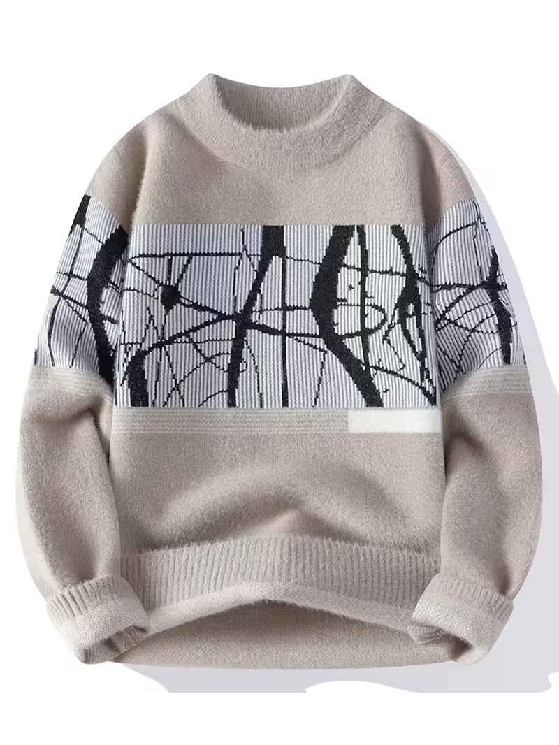 Dropout Men’s Abstract Line Art Knit Sweater T-Shirt