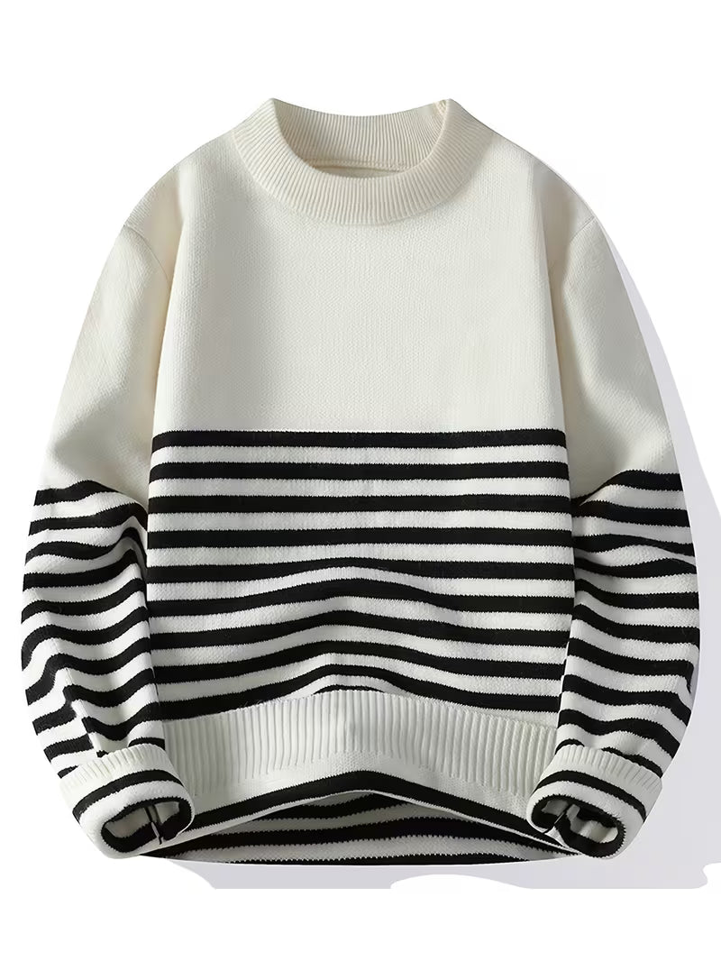 Dropout Men’s Black & White Striped Knit Sweater T-Shirt