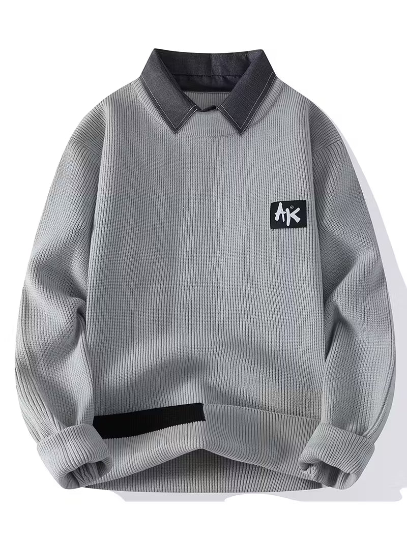 Dropout Men’s Contrast Collar Ribbed Knit Sweater T-Shirt