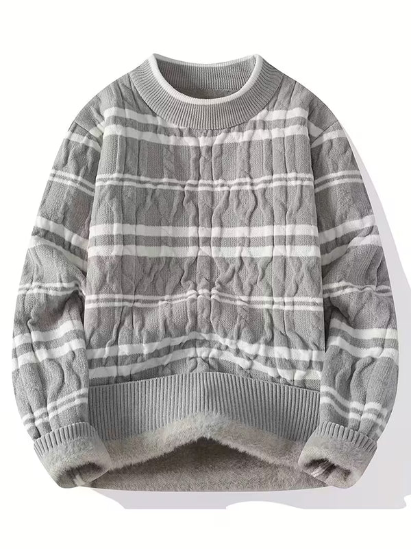 Dropout Men’s Soft Fluffy Striped Winter Knit Sweater T-Shirt