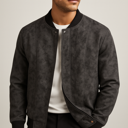 DropoutShop Men’s Suede Bomber Jacket – Premium Stylish Winter Wear