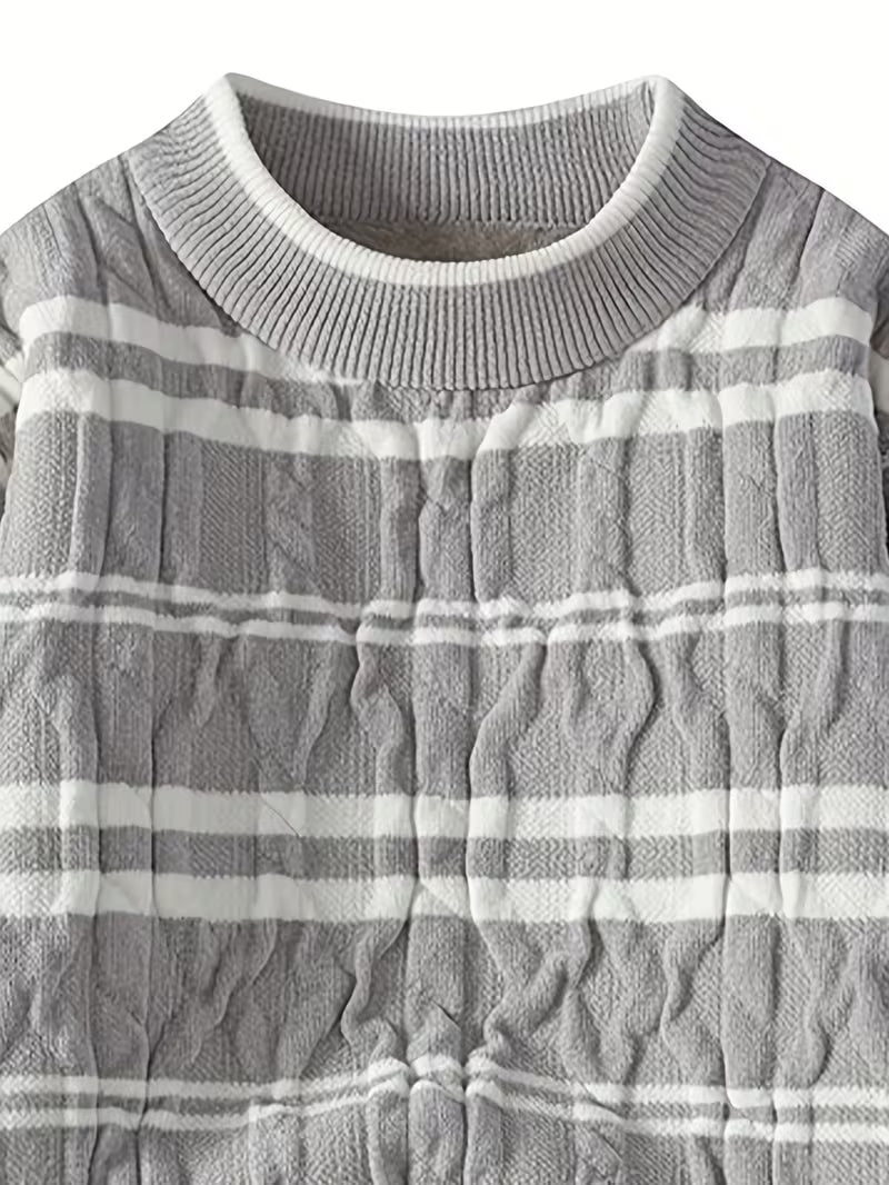 Dropout Men’s Soft Fluffy Striped Winter Knit Sweater T-Shirt