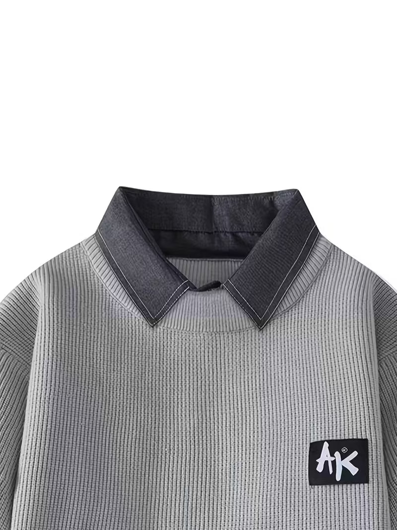 Dropout Men’s Contrast Collar Ribbed Knit Sweater T-Shirt