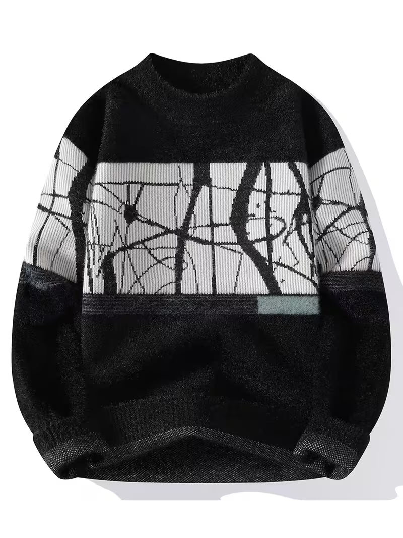 Dropout Men’s Abstract Line Art Knit Sweater T-Shirt