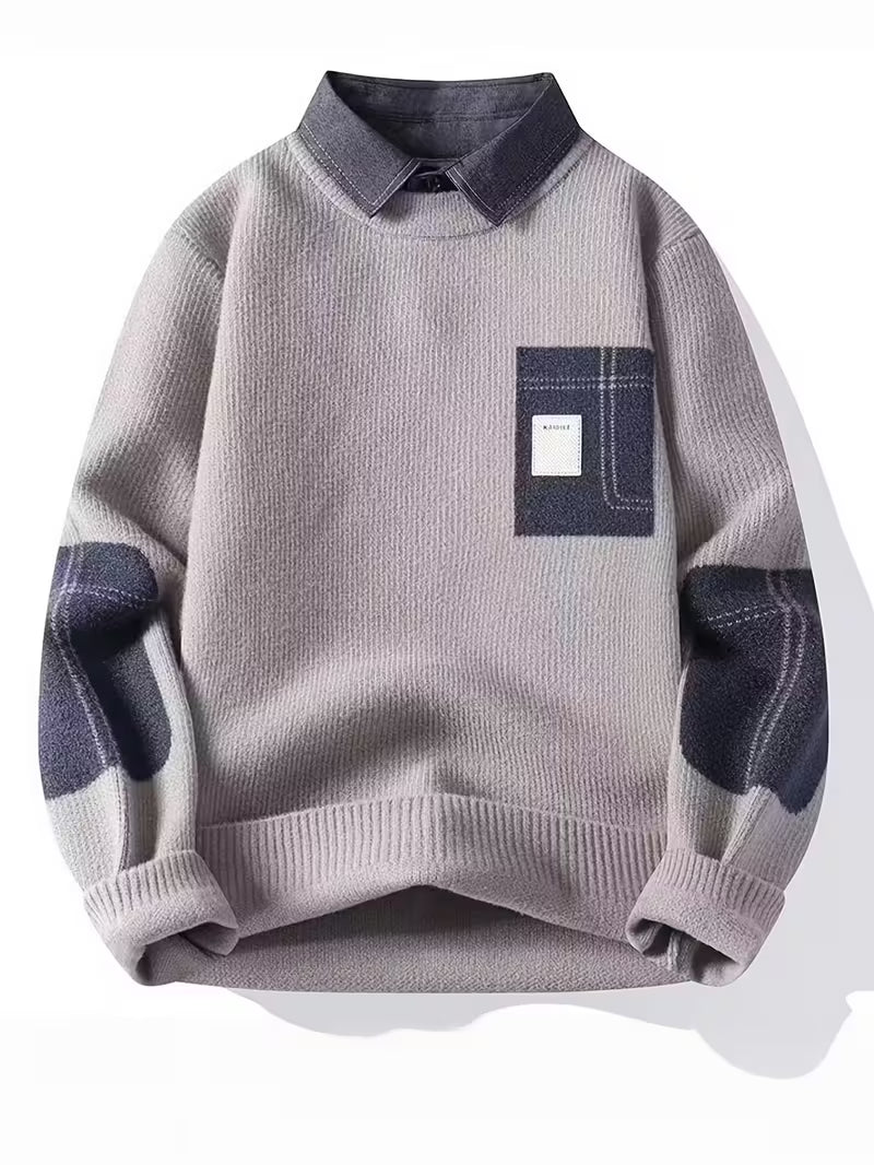 Dropout Men’s Contrast Patch Knit Sweater T-Shirt