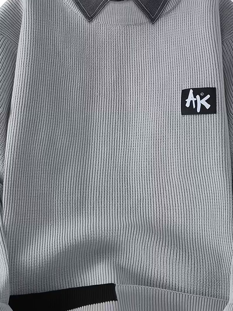 Dropout Men’s Contrast Collar Ribbed Knit Sweater T-Shirt