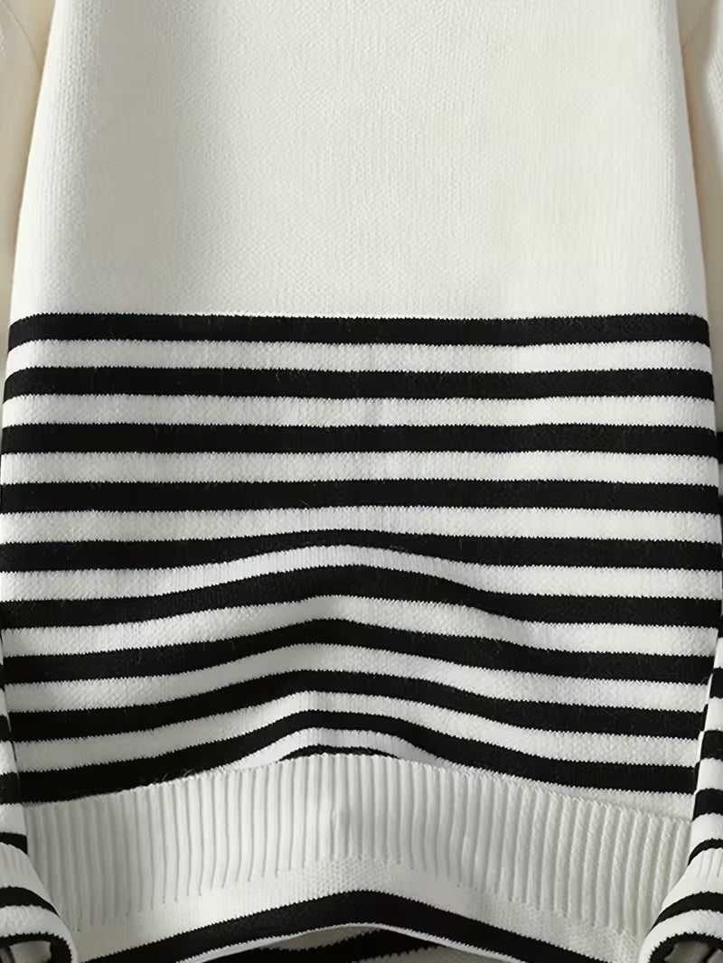 Dropout Men’s Black & White Striped Knit Sweater T-Shirt