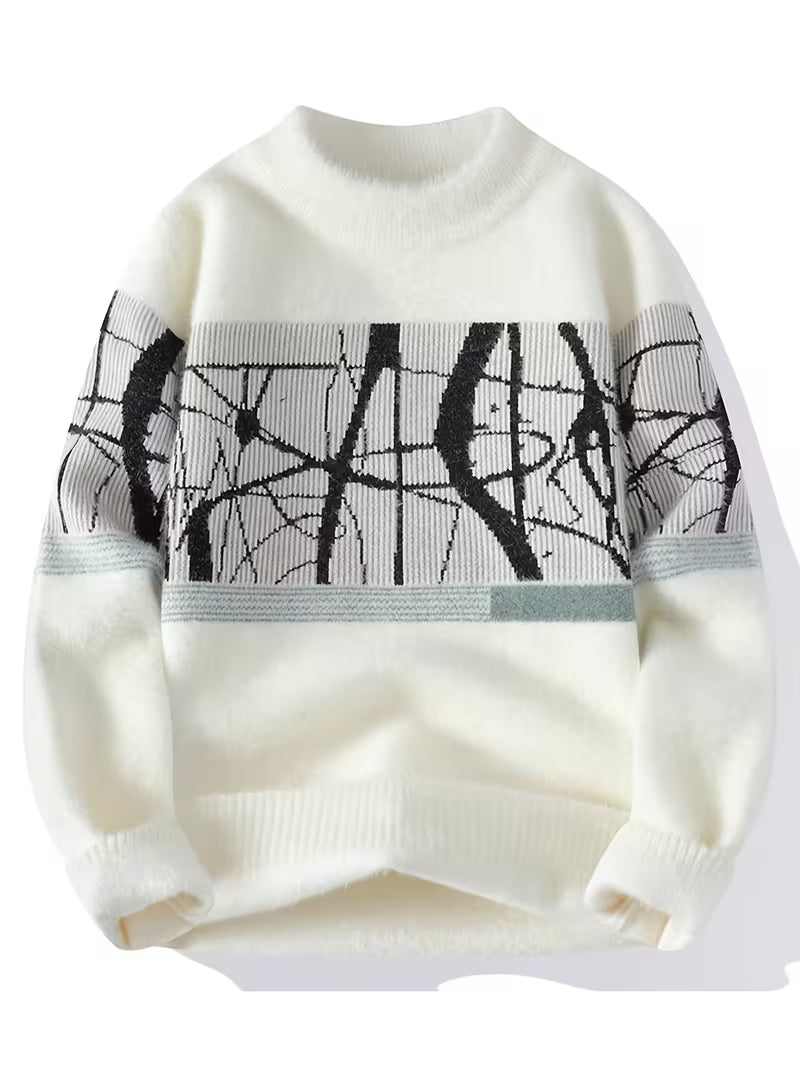 Dropout Men’s Abstract Line Art Knit Sweater T-Shirt