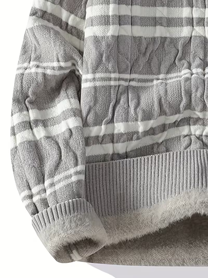 Dropout Men’s Soft Fluffy Striped Winter Knit Sweater T-Shirt