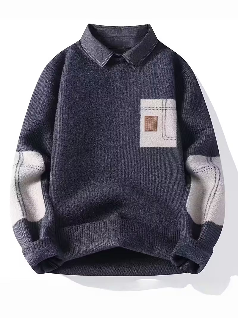 Dropout Men’s Contrast Patch Knit Sweater T-Shirt