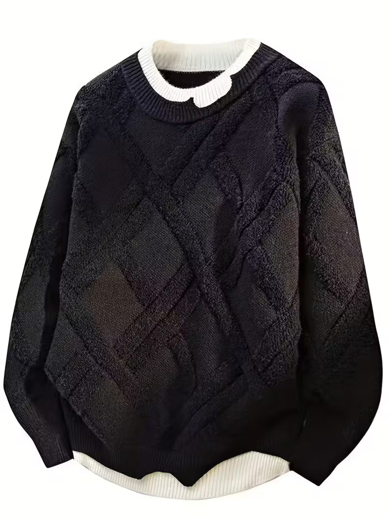 Dropout Men’s Geometric Textured Winter Sweater