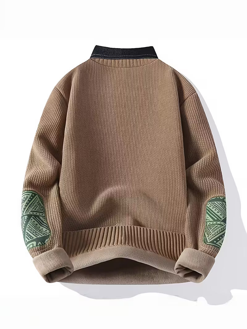 Dropout Men’s Patch Detail Contrast Collar Knit Sweater T-Shirt