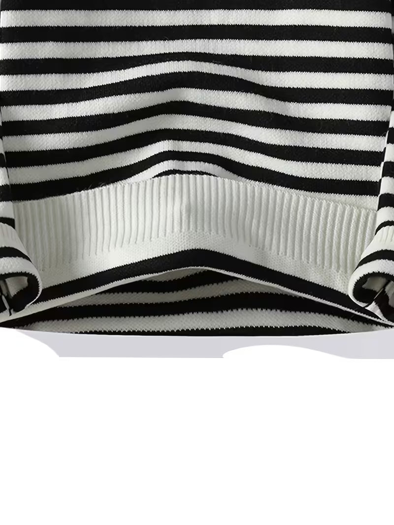 Dropout Men’s Black & White Striped Knit Sweater T-Shirt