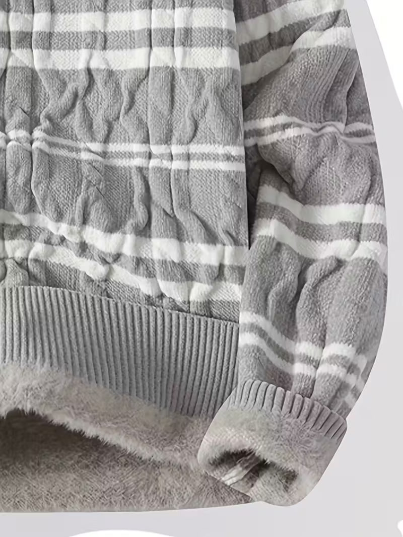 Dropout Men’s Soft Fluffy Striped Winter Knit Sweater T-Shirt