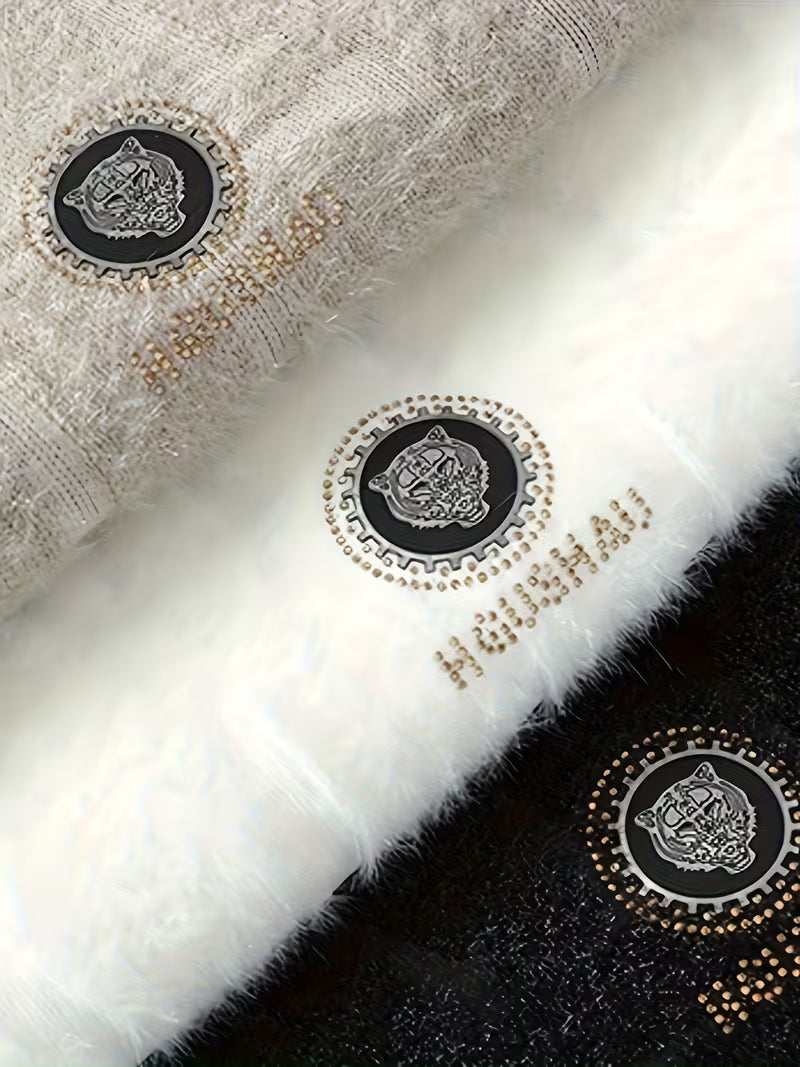 Dropout Men’s Embossed Text Fuzzy Knit Sweater T-Shirt