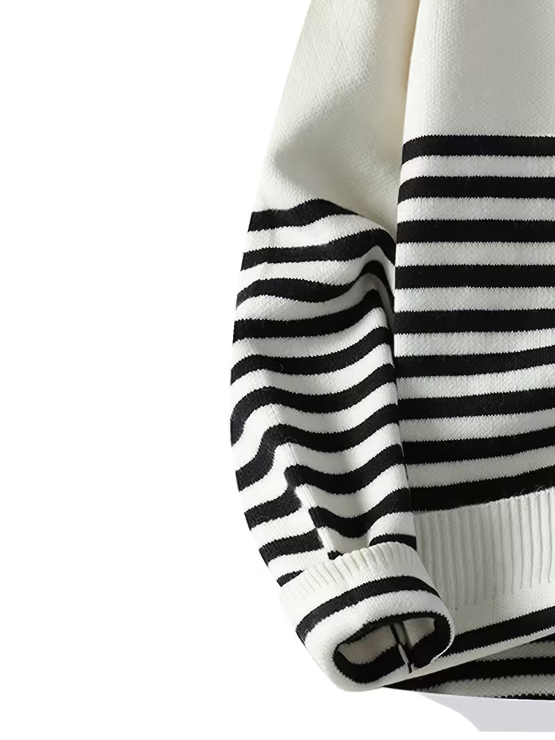 Dropout Men’s Black & White Striped Knit Sweater T-Shirt