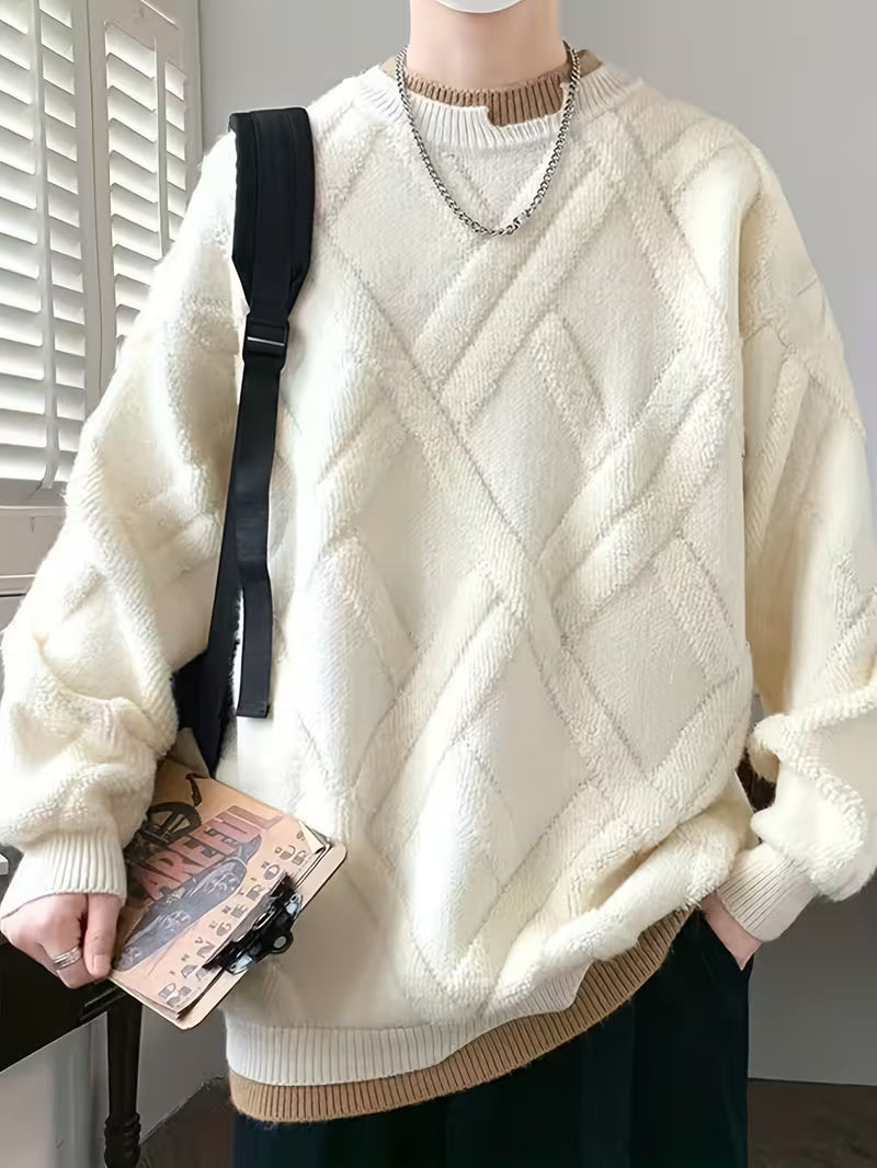 Dropout Men’s Geometric Textured Winter Sweater