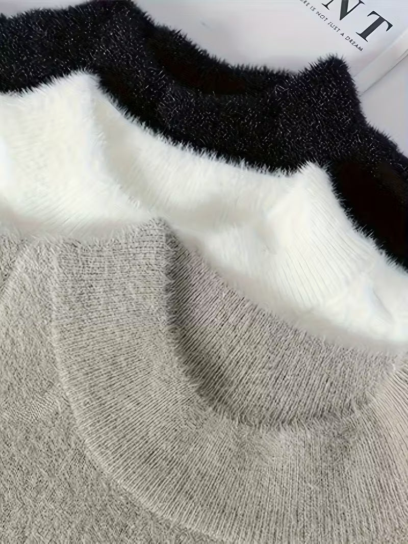 Dropout Men’s Embossed Text Fuzzy Knit Sweater T-Shirt