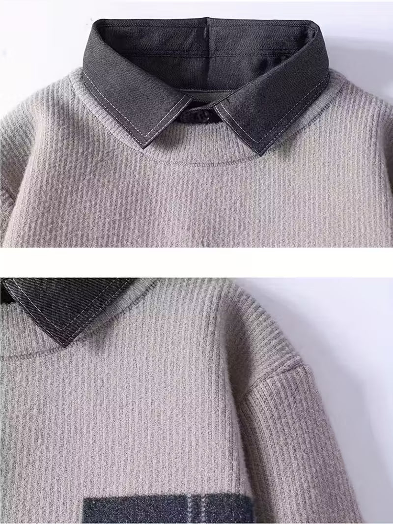 Dropout Men’s Contrast Patch Knit Sweater T-Shirt