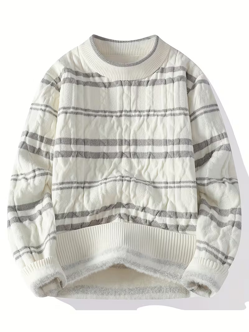 Dropout Men’s Soft Fluffy Striped Winter Knit Sweater T-Shirt