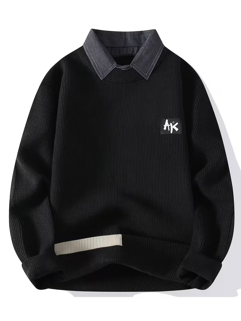 Dropout Men’s Contrast Collar Ribbed Knit Sweater T-Shirt