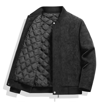DropoutShop Men’s Suede Bomber Jacket – Premium Stylish Winter Wear