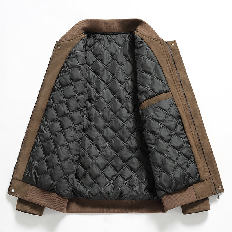 DropoutShop Men’s Suede Bomber Jacket – Premium Stylish Winter Wear