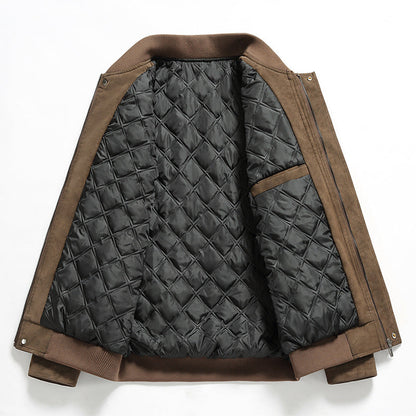 DropoutShop Men’s Suede Bomber Jacket – Premium Stylish Winter Wear