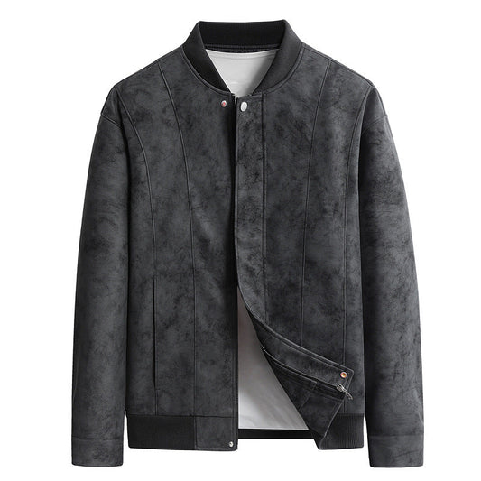 DropoutShop Men’s Suede Bomber Jacket – Premium Stylish Winter Wear